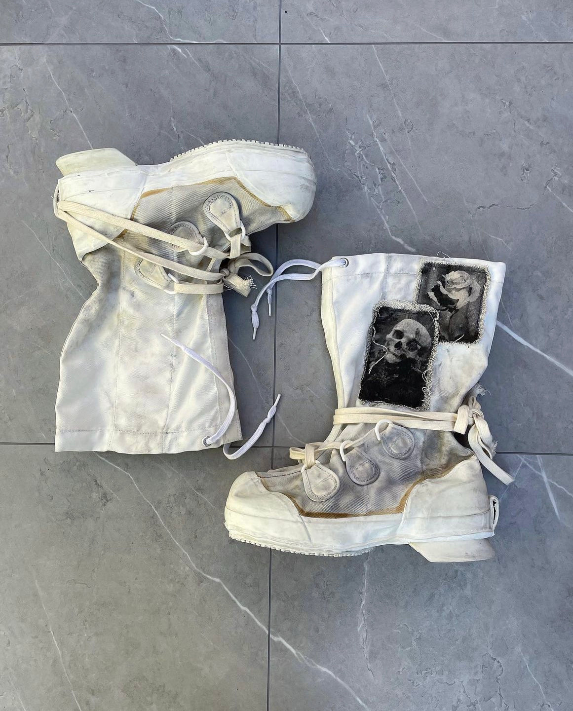 1990s Off-White Rebirth Combat Boots