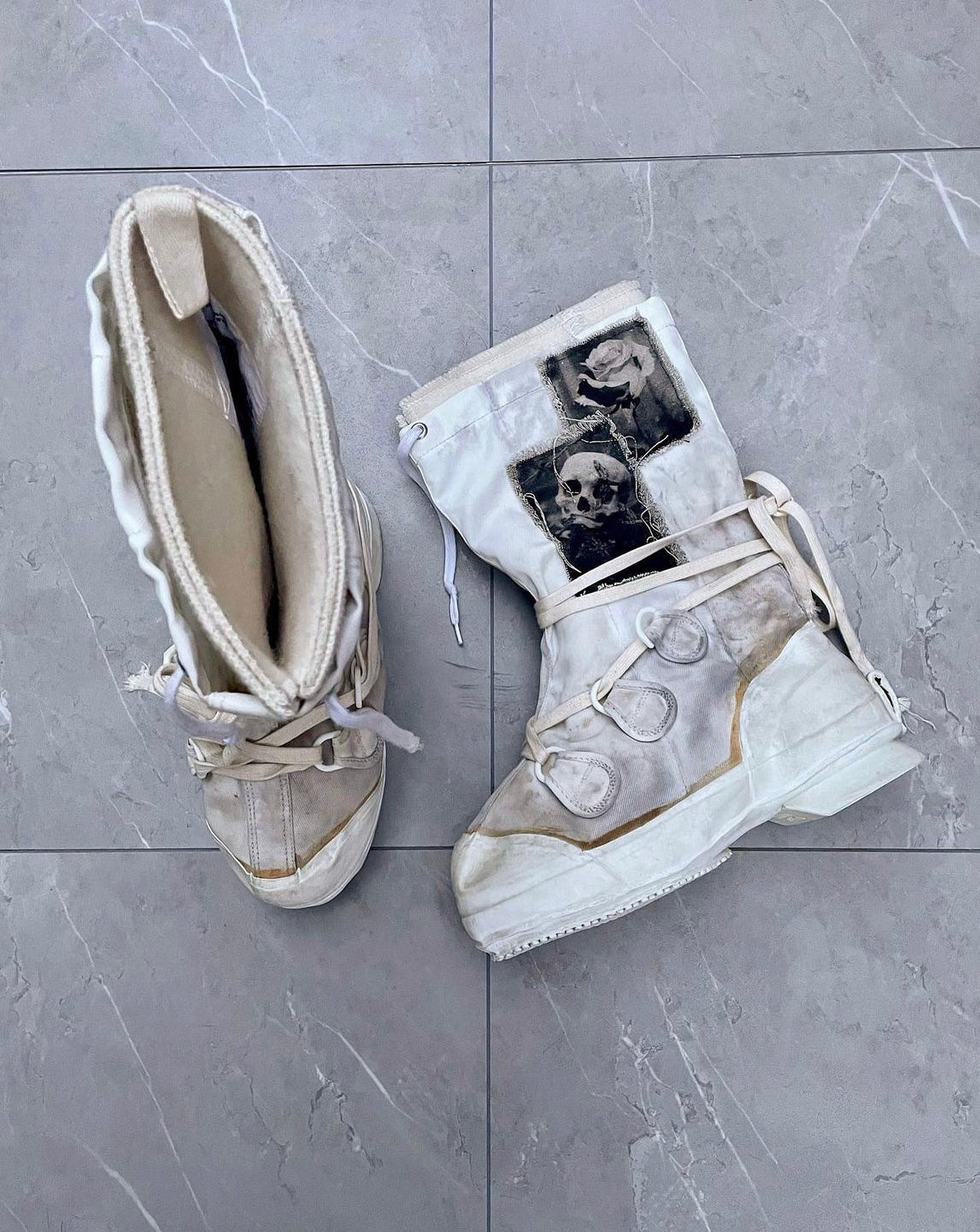 1990s Off-White Rebirth Combat Boots