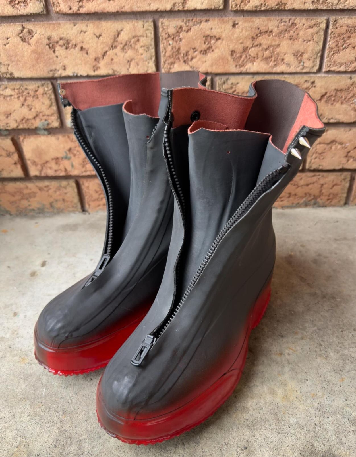 Blood Red Spiked Dune Boots