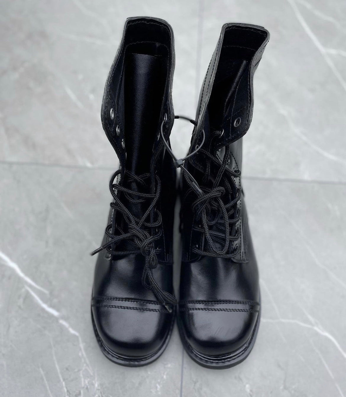 Vintage Military Black Leather Combat Boots