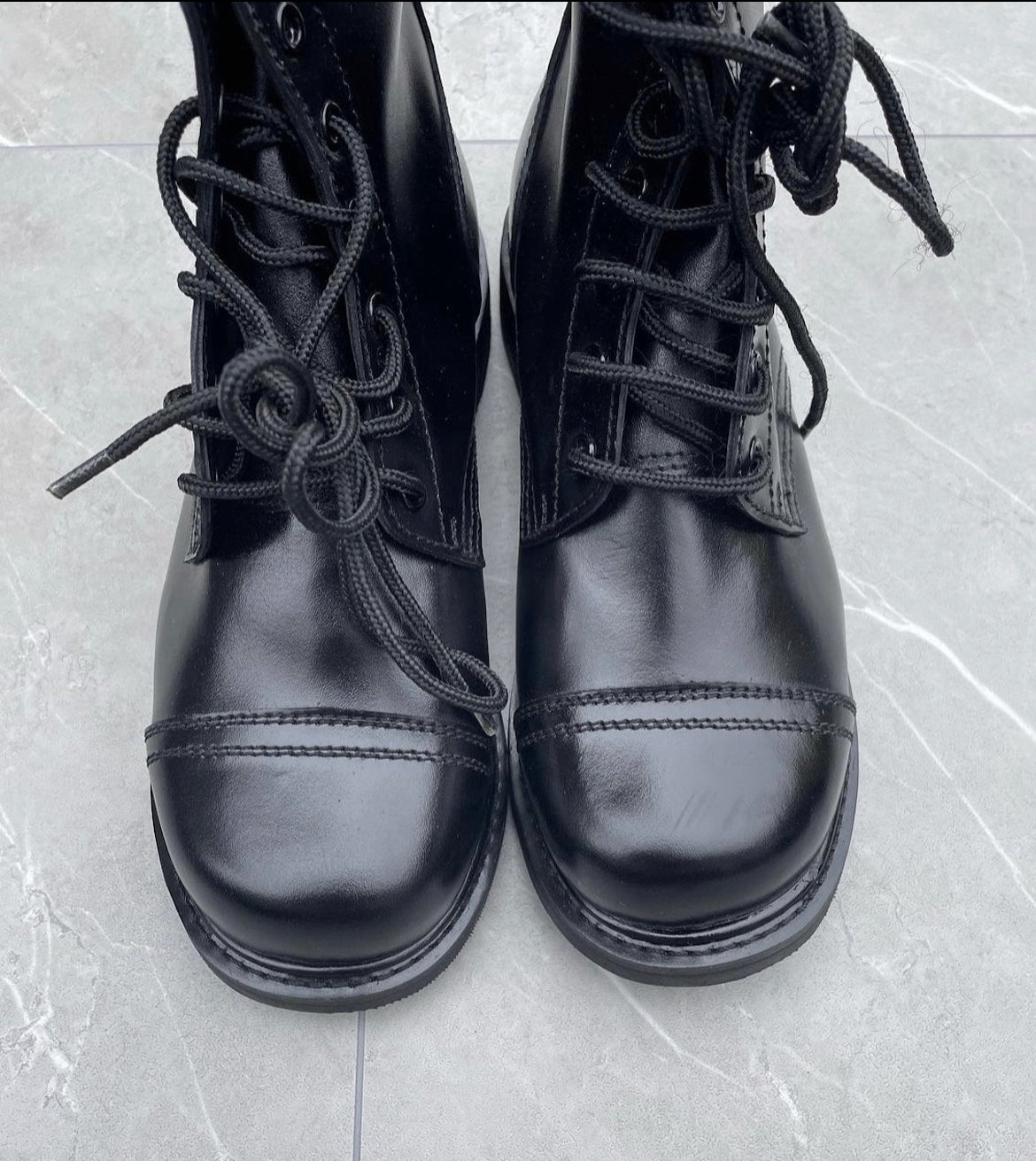 Vintage Military Black Leather Combat Boots