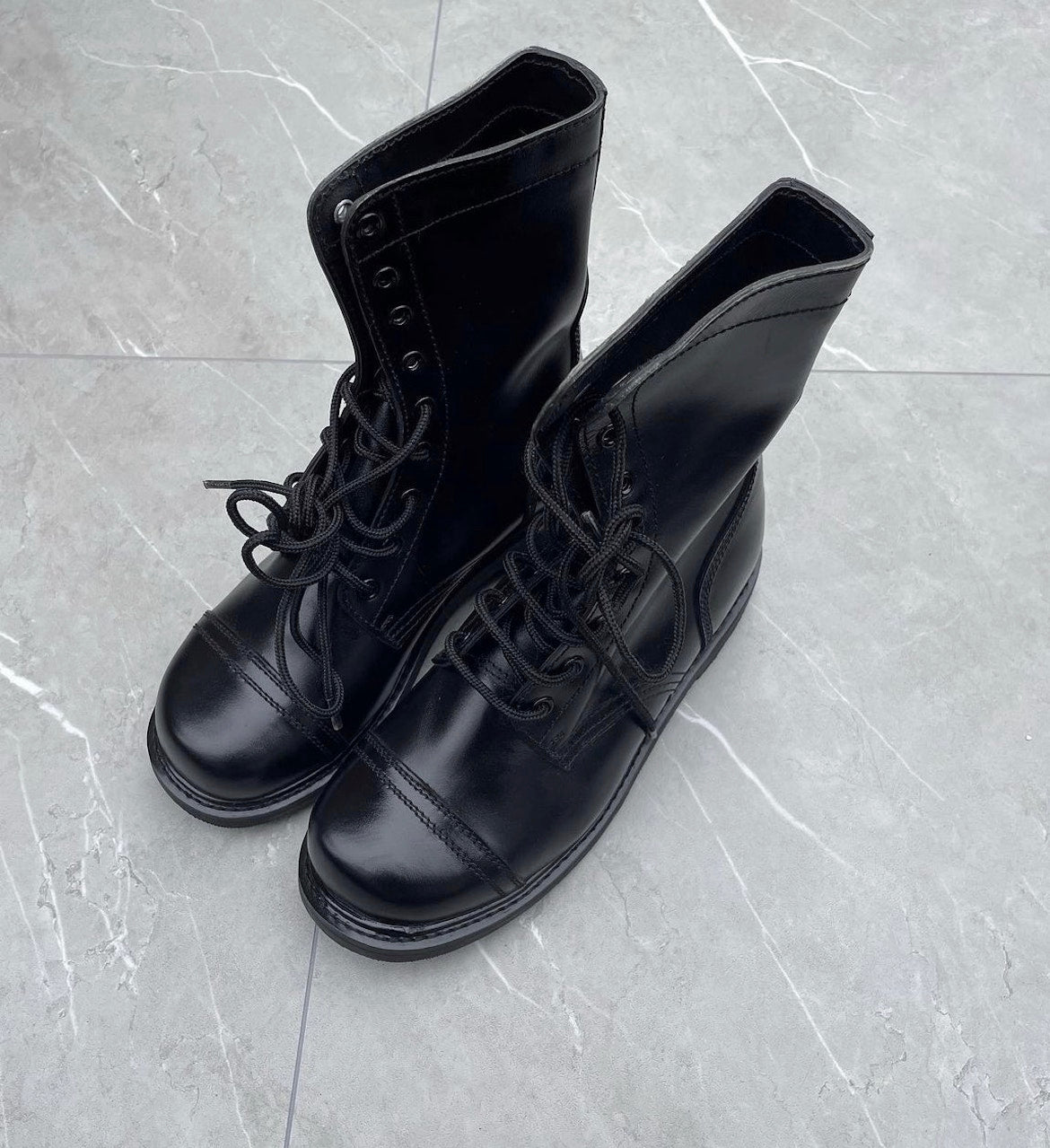 Vintage Military Black Leather Combat Boots